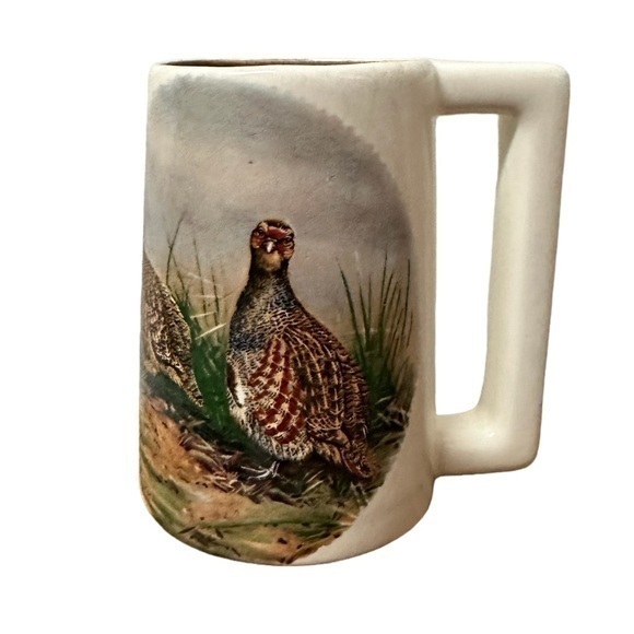 Set of (2) vintage wild game birds mugs. Hand made 1976. Square full handle - Picture 2 of 11